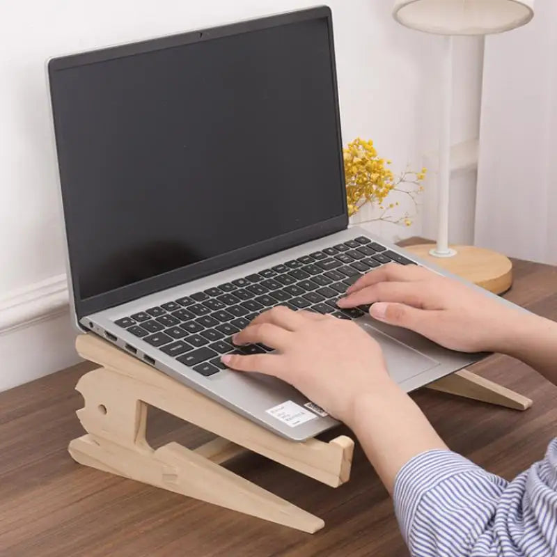 Wood Laptop Stand Lapdesk – Assembled Riser, Cooling Bracket, Reinforced Support Base
