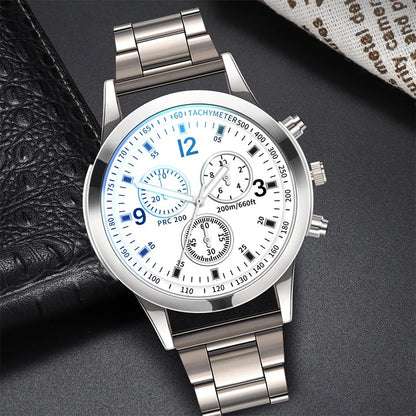 Men’s R.E.D. Shopping quartz watch with steel band and bracelet set, featuring a sleek design for business and formal wear.