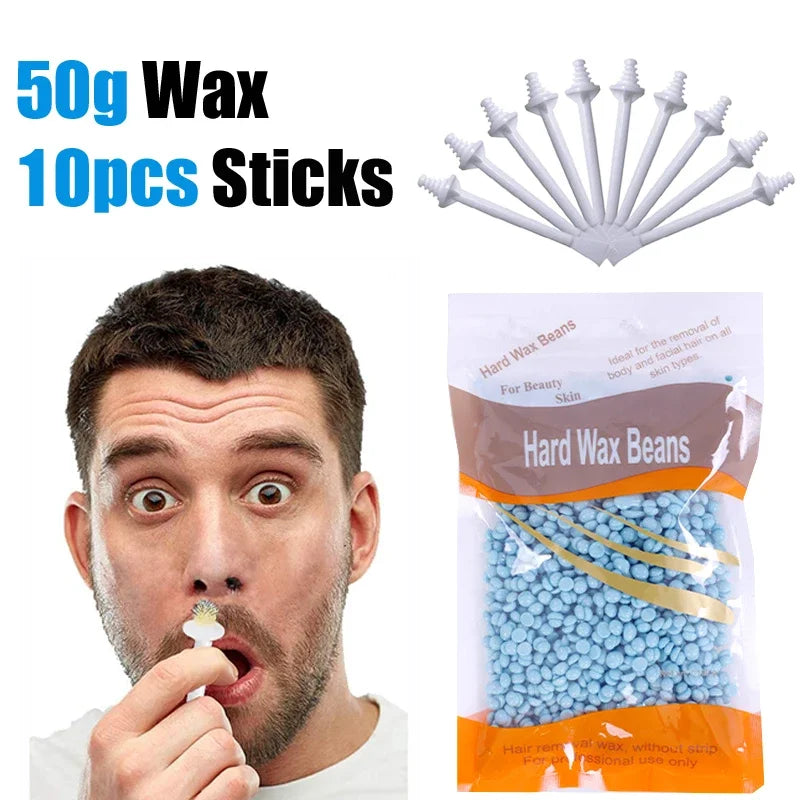 R.E.D. Shopping hard wax beans for hair removal, professional waxing, 500g, 200g, or 50g, shown in a container with wax beads