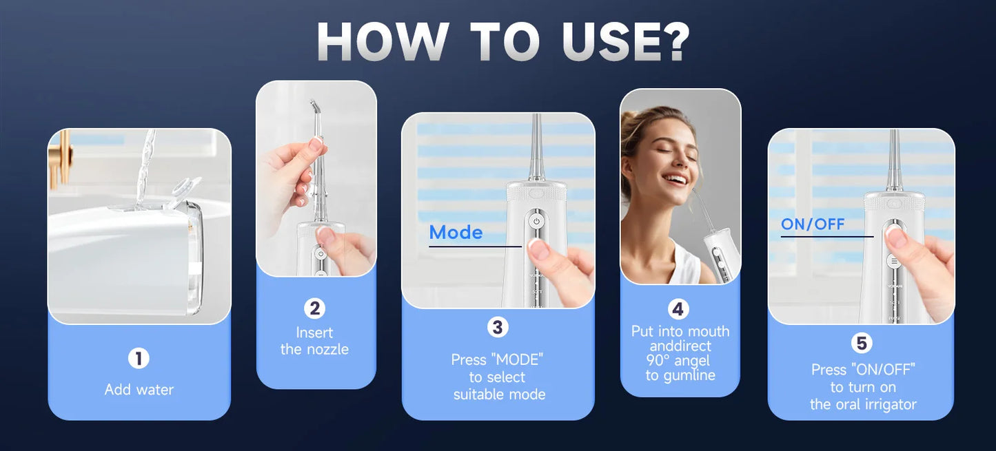 Cordless Water Flosser | 4 Jet Tips | 4 Modes | 260ml | IPX7 Waterproof
