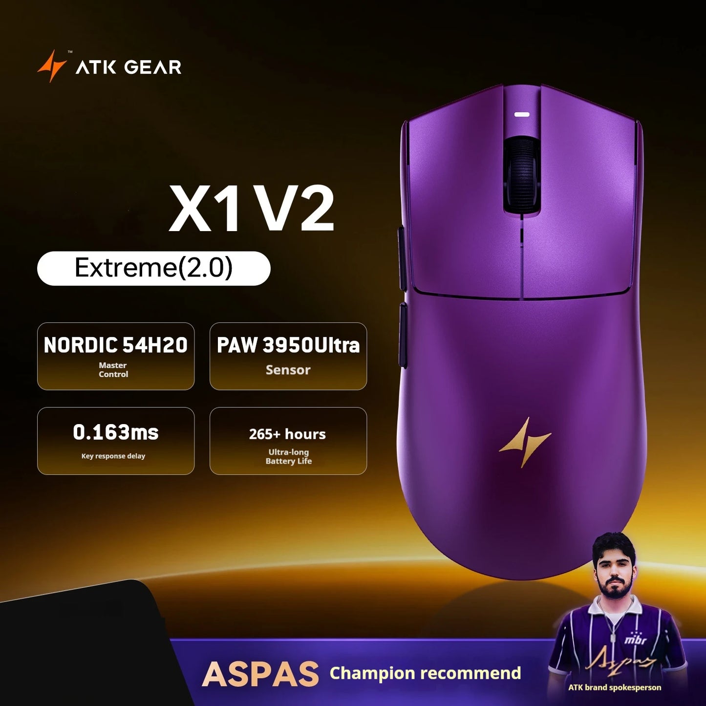ATK X1 V2 Ultimate 2.0 Wireless Gaming Mouse – PAW3950 Sensor, 750 IPS, 54g Lightweight