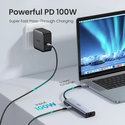 UGREEN CM512 7-in-1 USB-C Hub – 4K60Hz HDMI, PD100W, 5Gbps USB3.0, SD/TF, RJ45, MacBook & Laptop
