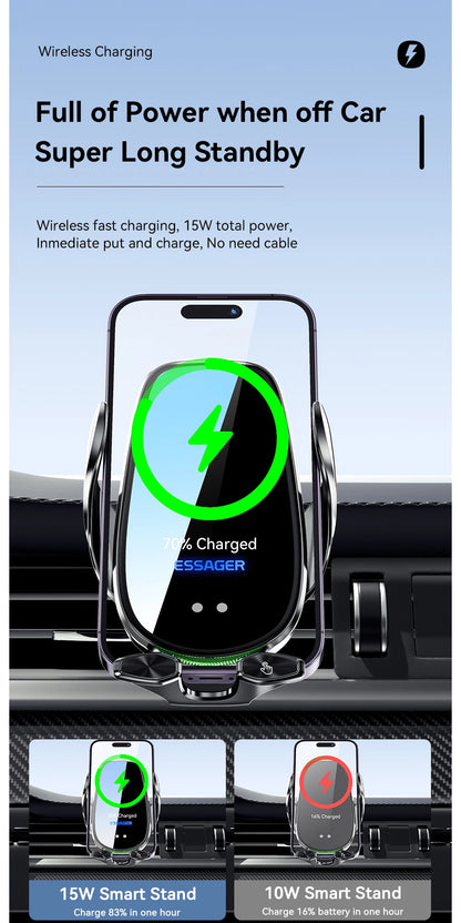 Essager 15W Wireless Car Charger Air Vent Mount – Fast Charging for iPhone, Xiaomi & Huawei