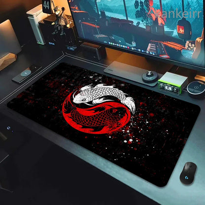 Koi Fish Taichi XXL Gaming Deskmat 90x40 – Natural Rubber, Anti-Slip, Smooth Surface