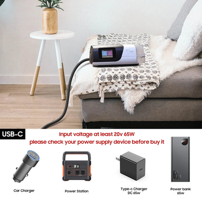 65W USB-C to ResMed AirMini CPAP Power Cable – 24V PD Charging Adapter for Travel