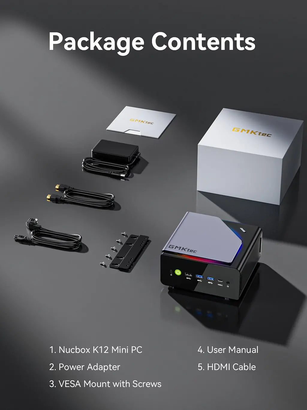 GMKtec K12 Gaming Mini PC – AMD Ryzen 7 H255, Radeon 780M, WiFi 6E, USB-C