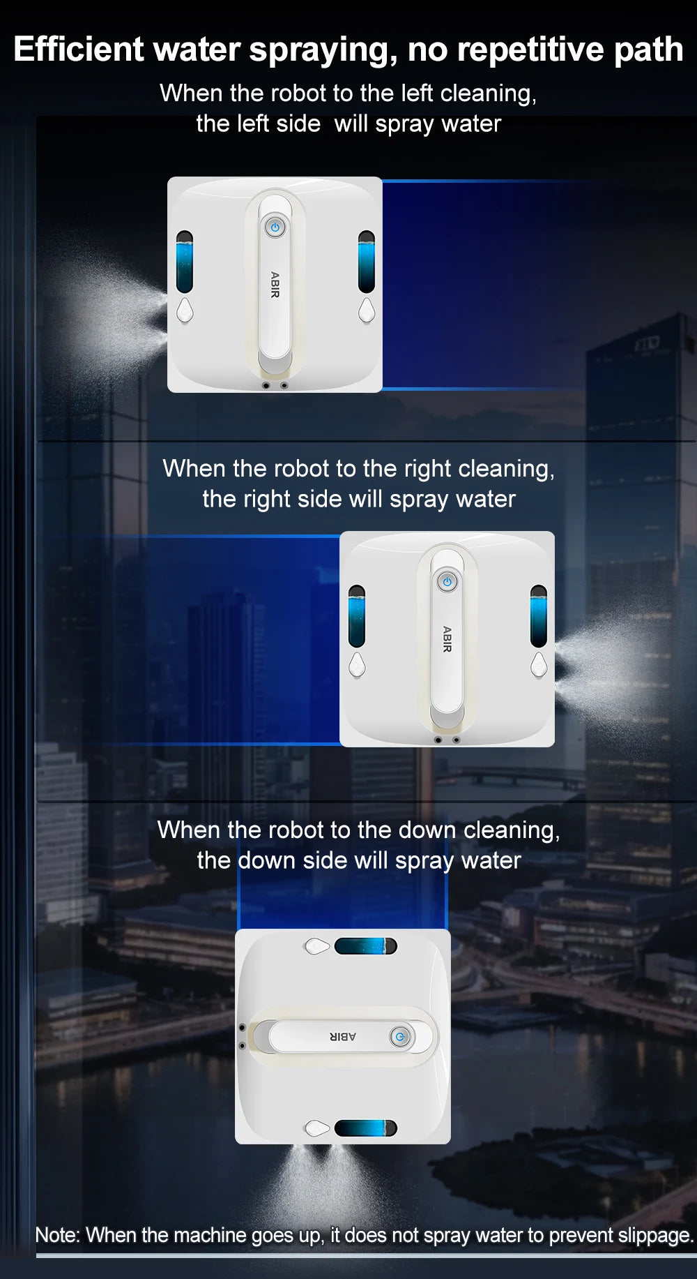 ABIR WD9 Robot Window Vacuum Cleaner – 9000Pa, 4-Way Water Spray, Laser Sensor, Wet & Dry