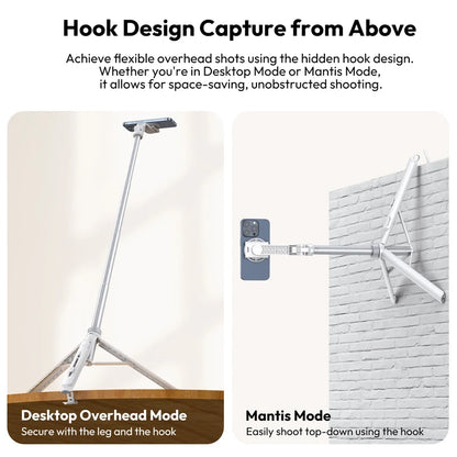 Ulanzi TT88 1.44M Overhead Selfie Stick Tripod – Magnetic Clamp, Wireless Remote, for Vlog & Live