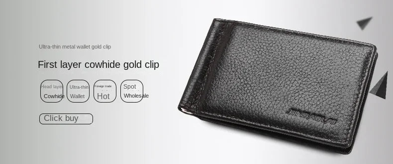 Genuine Cowhide Leather Men's Wallet – Short Bifold