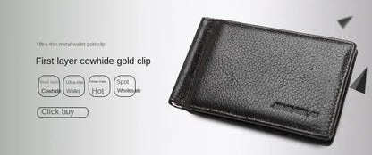 Genuine Cowhide Leather Men's Wallet – Short Bifold
