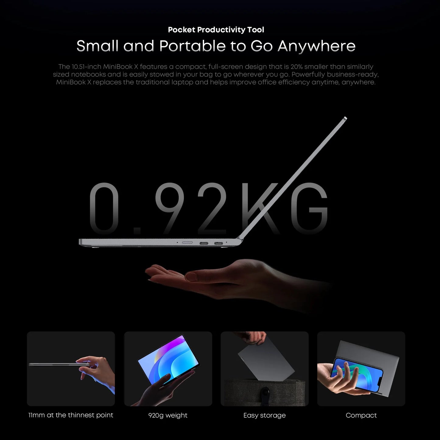 CHUWI MiniBook X 2-in-1 Laptop Tablet – 10.51" FHD Touch, Intel N150/N100, 12/16GB LPDDR5, 512GB SSD, Win 11