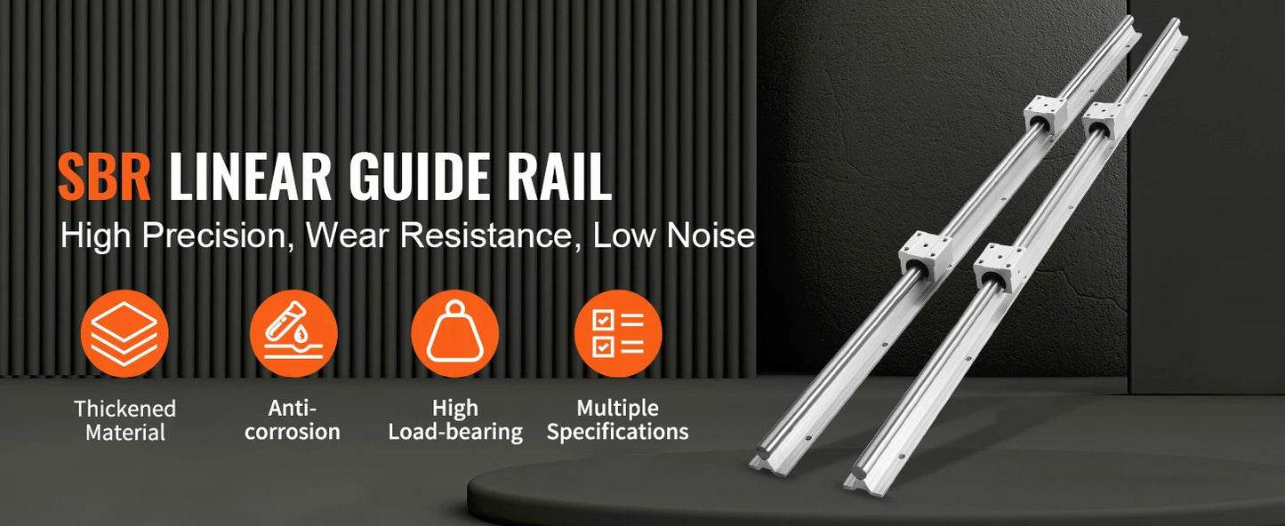 SBR Linear Guide Rails 800–2200mm with UU Bearing Blocks (2+4 Set)
