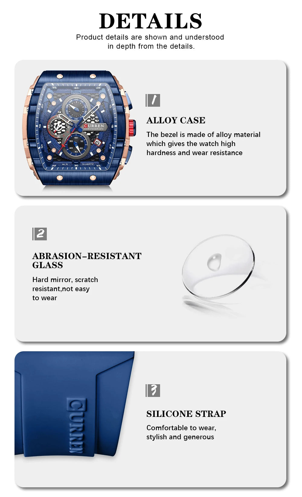 CURREN Men's Fashion Watch – Unique Square Design, Luxury Quartz Sport, Waterproof