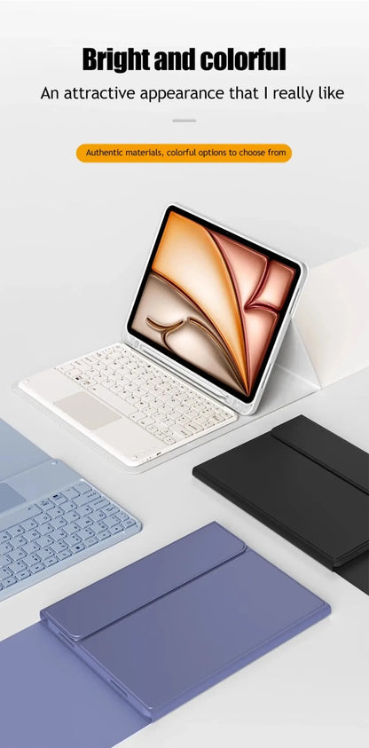 Wireless Magic Keyboard & Mouse Case for iPad Pro 11/13, Air 11/13, iPad 7-10 Gen – Bluetooth, Touchpad