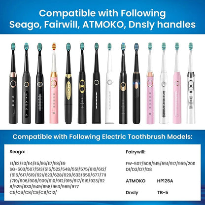 Fairywill Electric Toothbrush Replacement Heads – 5/10/20 Pcs, Teeth Whitening Compatible