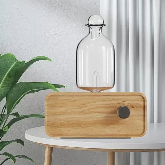 Professional Aromatherapy Nebulizer Diffuser — Wood & Glass, Waterless, 2600mAh Battery, Scent Machine