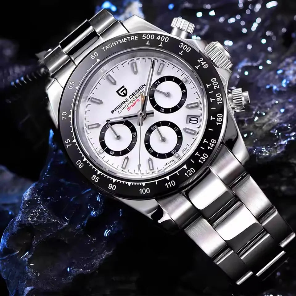 PAGANI DESIGN Men's Luxury Chronograph Watch – 100M Waterproof, Quartz Sport Wristwatch, Gift