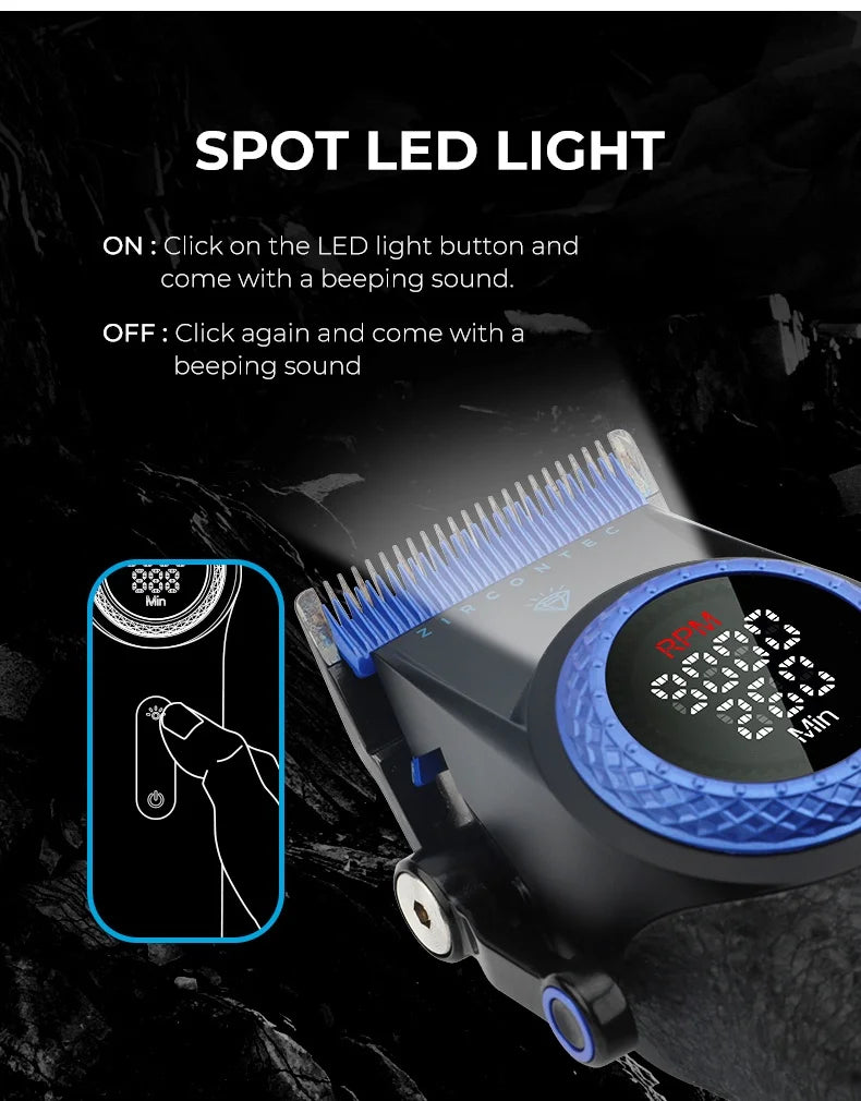 VGR V-001 Professional Hair Clipper – 9000RPM, 21-Speed, DLC Blades, 300min, USB