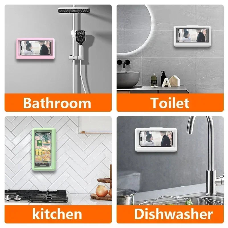 Waterproof Shower Phone Holder | Anti-Fog Universal Mount for Bathroom, Touch-Through Case