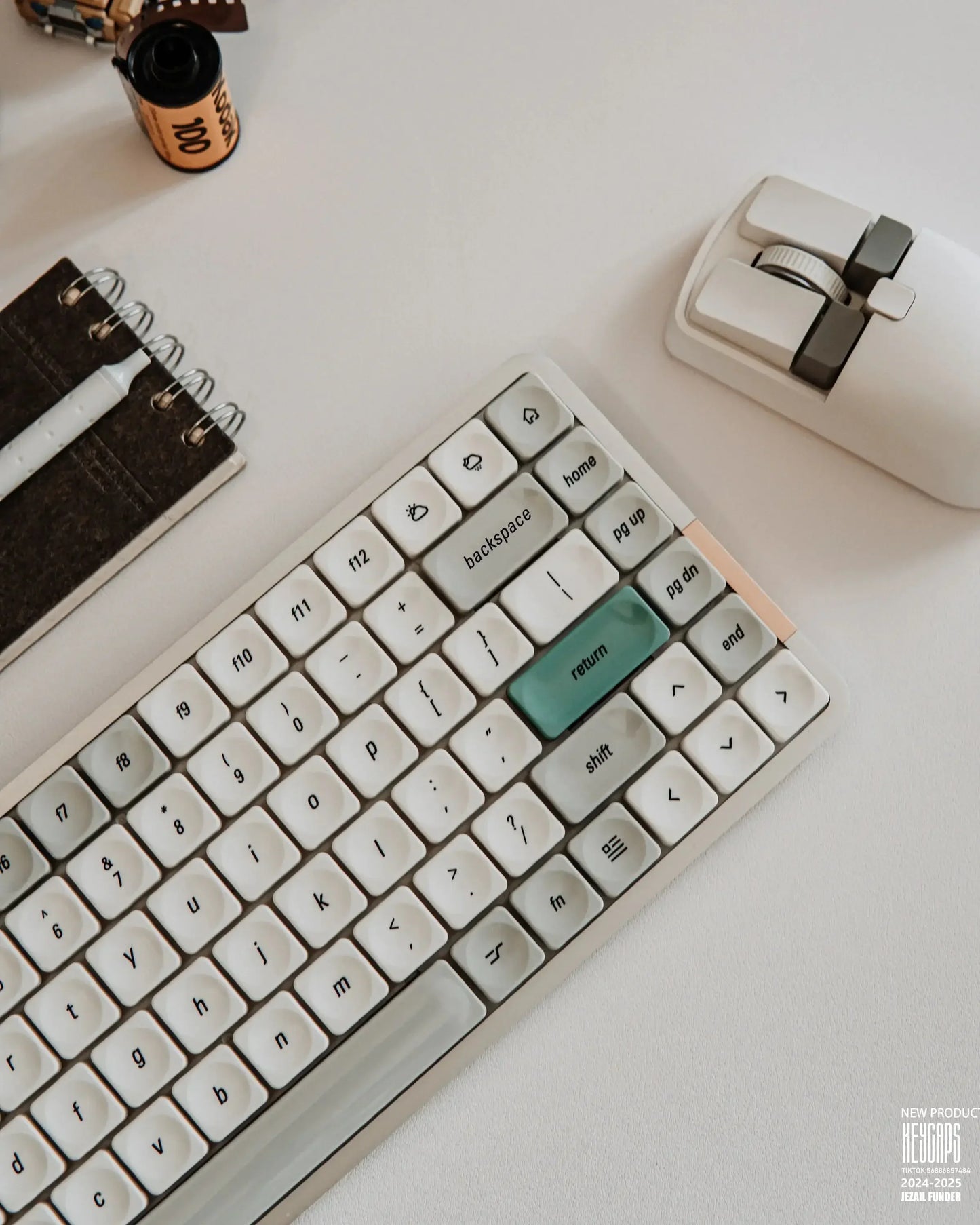 LCK Low Profile PBT Keycap Set – Retro Gray, for 61/68/75/84/87/96/104-Key Mechanical Keyboards