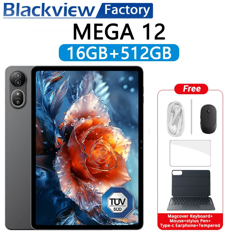 Blackview MEGA 12 5G Tablet – 12.2" 2.4K 120Hz, Dimensity 7200, 50MP, 10000mAh, Android 16