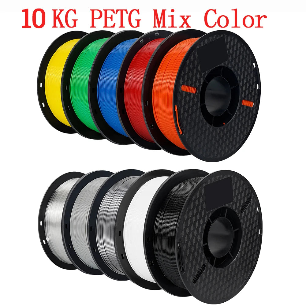 3D Printer Filament Bundle – 10KG, 1.75mm PLA / PETG, 10 Rolls, Mixed Colors & Materials, Fast Ship