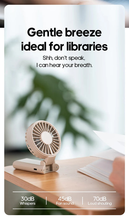 Portable Folding Handheld Fan | 1800mAh | 4-Speed | LED Display | Rechargeable | Outdoor Travel