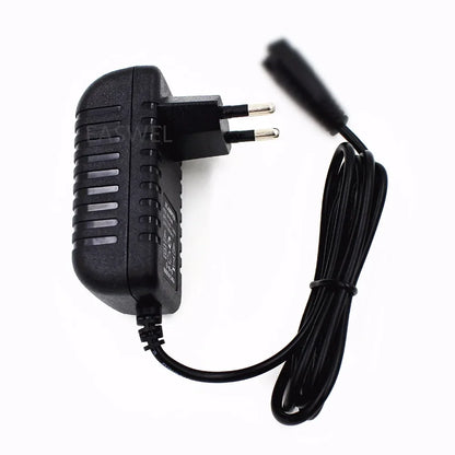 Kemei KM-1986 hair clipper charger with EU plug, compatible with KM-1987, KM-1977, KM-1983, KM-1984, and KM-1976 hair cutting tools.