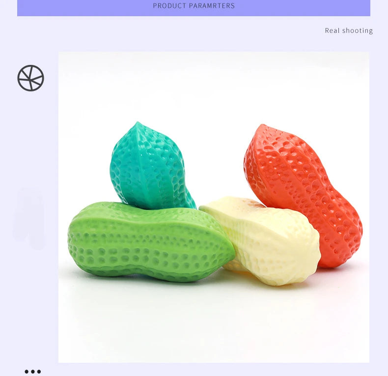 Peanut Squeaky Dog Chew Toy | TPR Teeth Cleaning Interactive Pet Toy