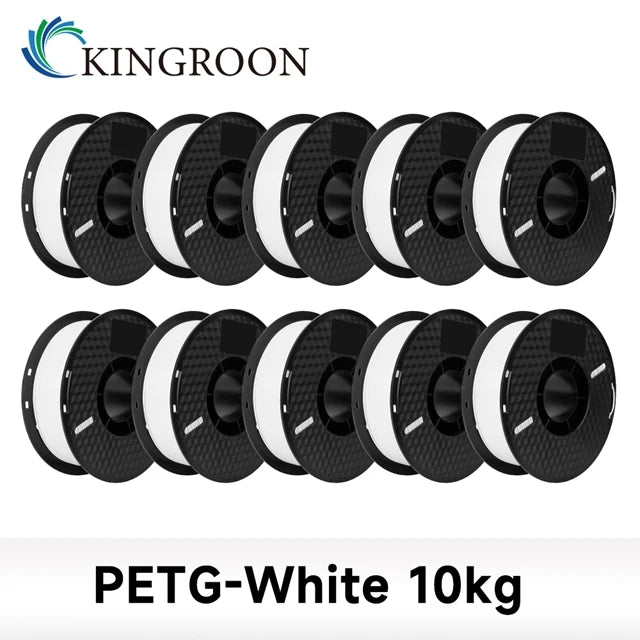 KINGROON 3D Printer Filament – 10KG Bulk, 1.75mm PLA / ABS / PETG, 10 Rolls, Black / White / Gray
