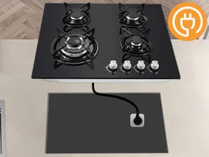 TopStrong 60cm 4-Burner Built-In Gas Hob – Black Tempered Glass, 8060W Dual Fuel