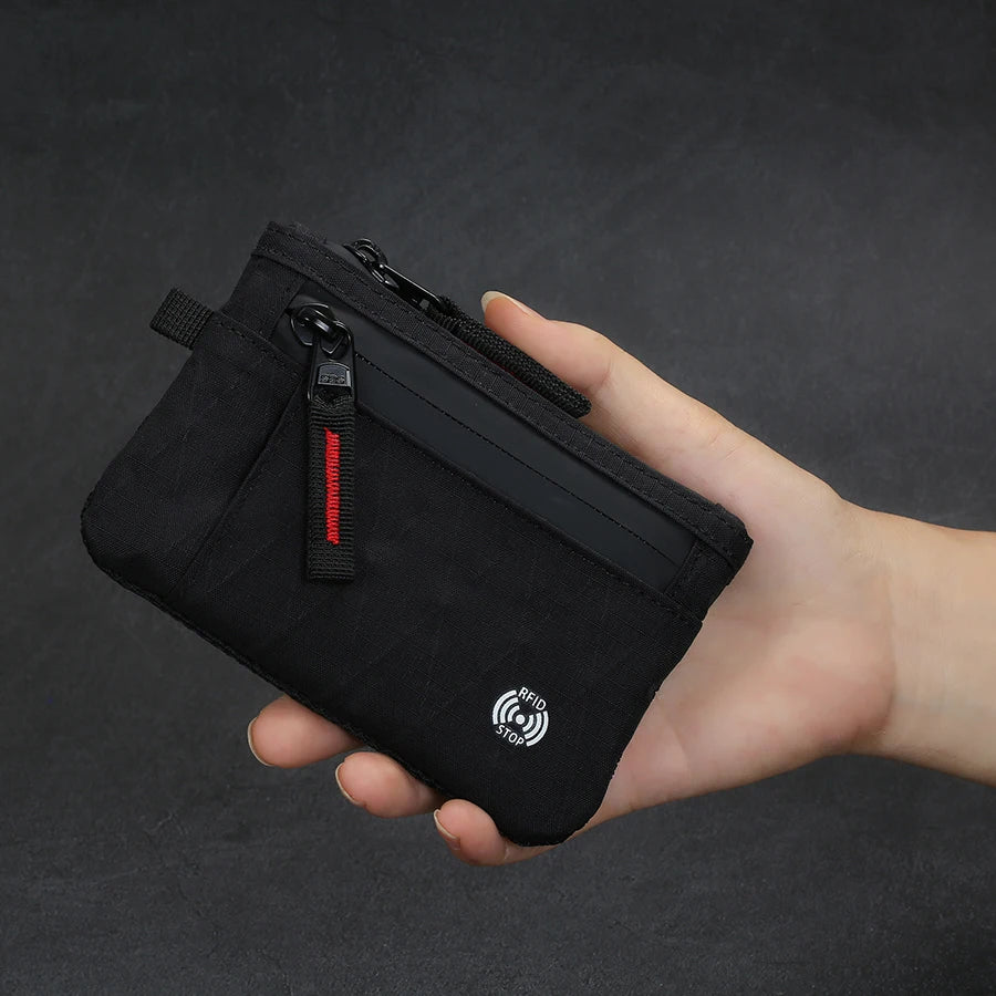 RFID Blocking Nylon Card Holder with Carabiner & Coin Purse