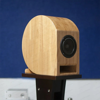 Personalized Nautilus speaker box by R.E.D. Shopping, 3-inch solid wood bookshelf cabinet for DIY audio projects.