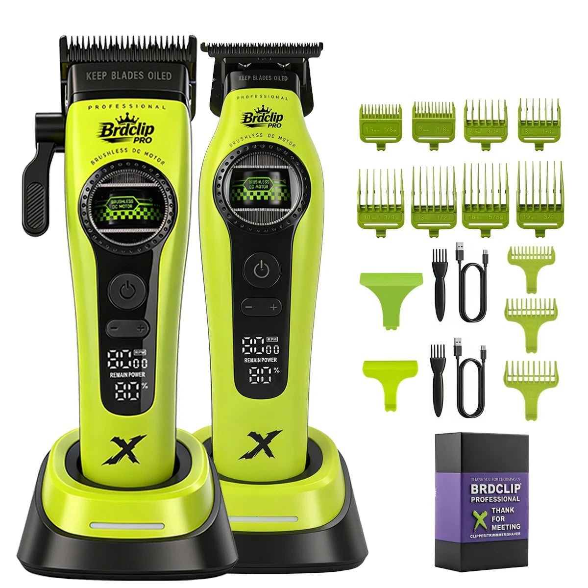 Professional Barber Hair Clipper – 5-Speed, 8000RPM, Brushless Motor, Detachable Blade