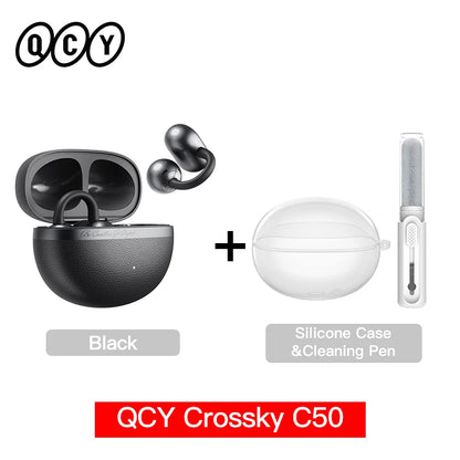 QCY Crossky C50 Open-Ear Clip-On Wireless Earbuds – Bluetooth 6.0, 4 AI Mics, Bass Boost, 60Hrs