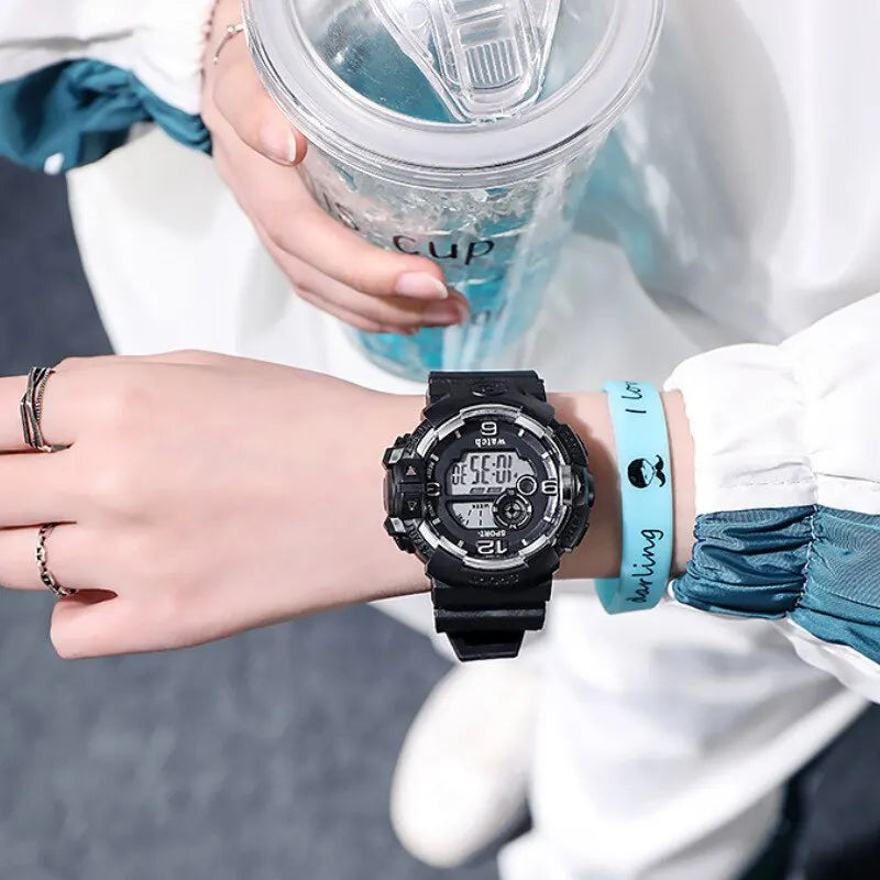 Men's Luminous Military LED Digital Watch - Waterproof, Silicone Strap, Calendar Display
