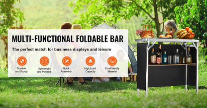 SucceBuy Portable Folding Bar Table | Trade Show Podium with Carrying Case