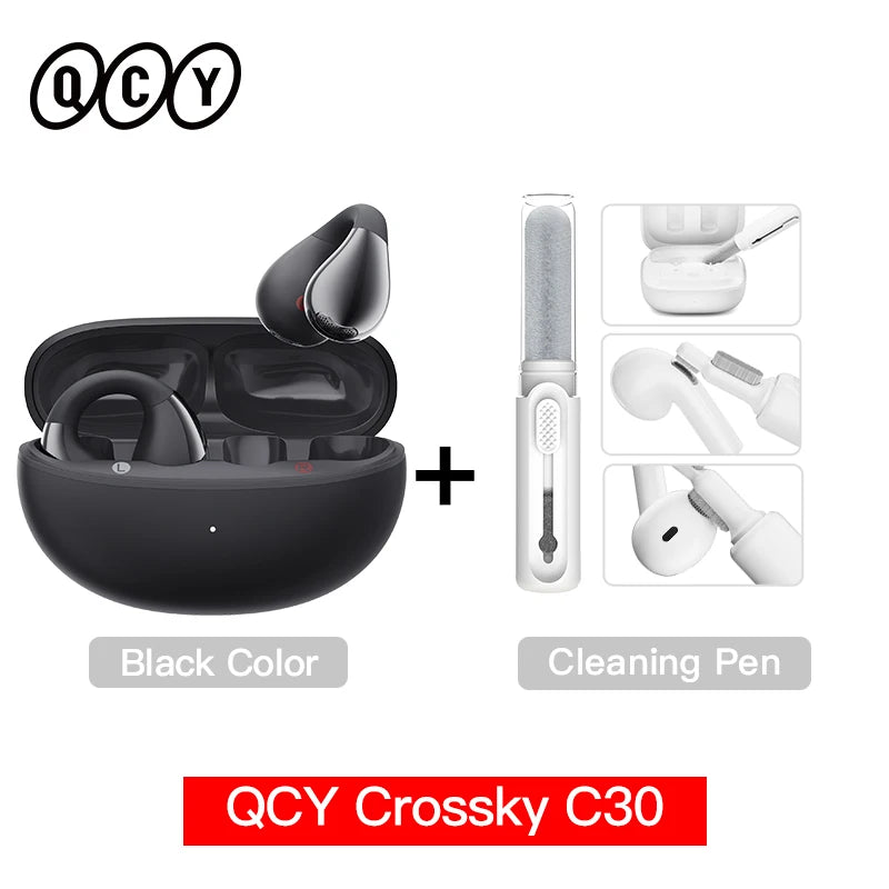 QCY Crossky C30 Ear Clip Bluetooth 5.4 Earphones – Open Ear Sports TWS, Dual-Connection