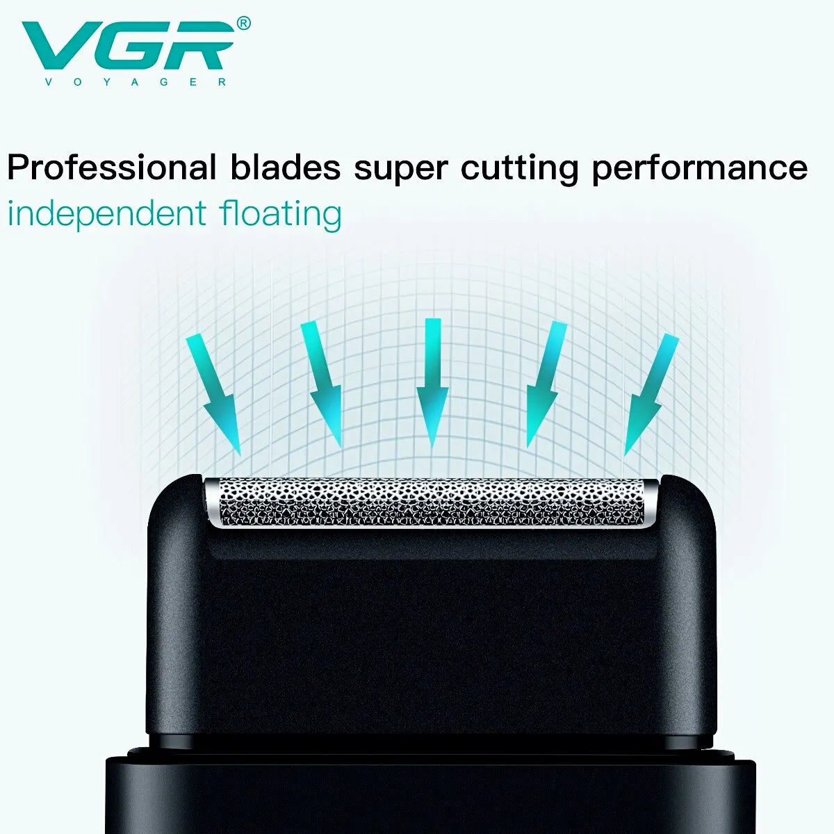 VGR professional electric shaver for men with USB charging, compact mini design, suitable for beard trimming and grooming.