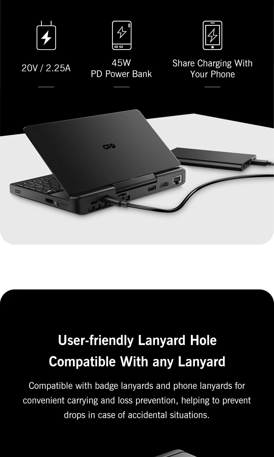 GPD MicroPC 2 – 7" Mini Laptop, Intel i3 N300, 16GB DDR5, 512GB SSD, Windows 11