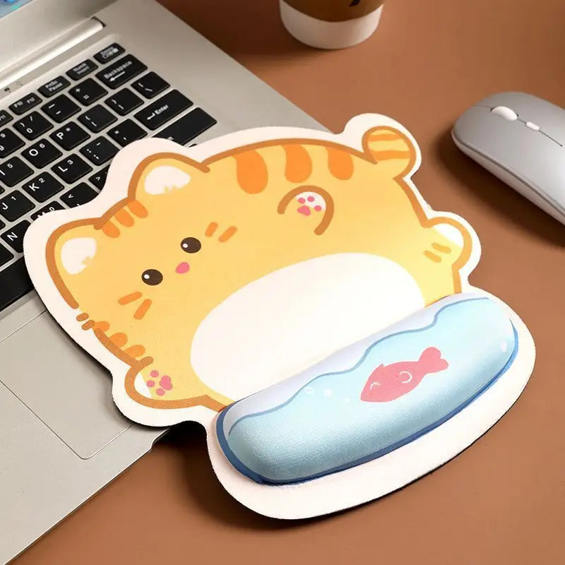 CHYI Cute Cartoon Wrist Rest Mouse Pad – Corgi & Cat, Memory Foam, Anti-Slip