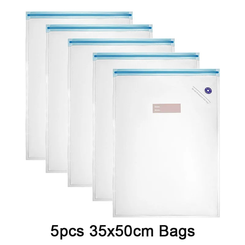 Sous Vide Vacuum Sealer Bags & Manual Pump – Reusable Food Saver Bags for Kitchen Food Storage