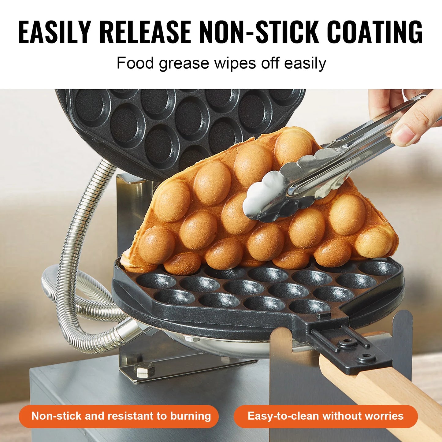 SucceBuy 1400W Commercial Egg Bubble Waffle Maker – 180° Rotatable Non-Stick