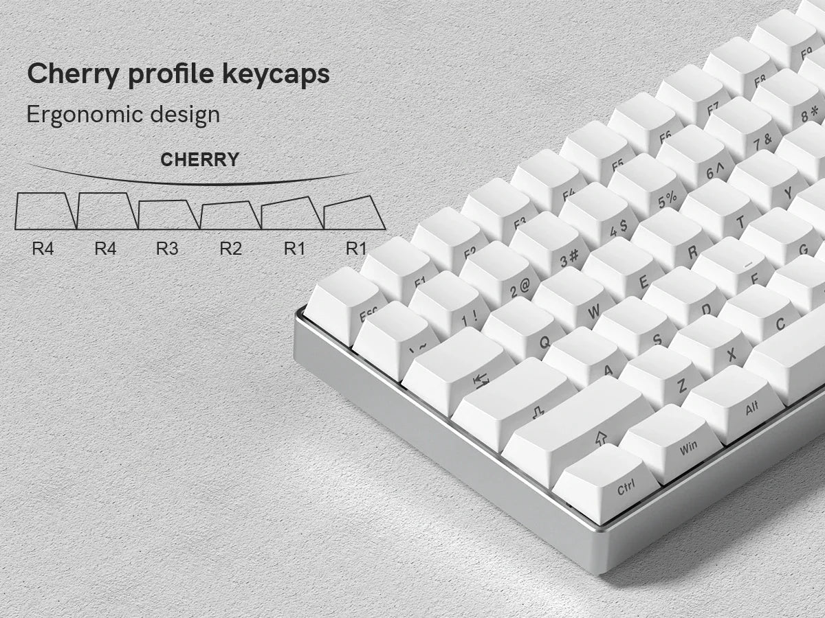 Cherry Profile PBT Keycaps 133+ Keys – White Side-Printed Shine-Through for MX Switches