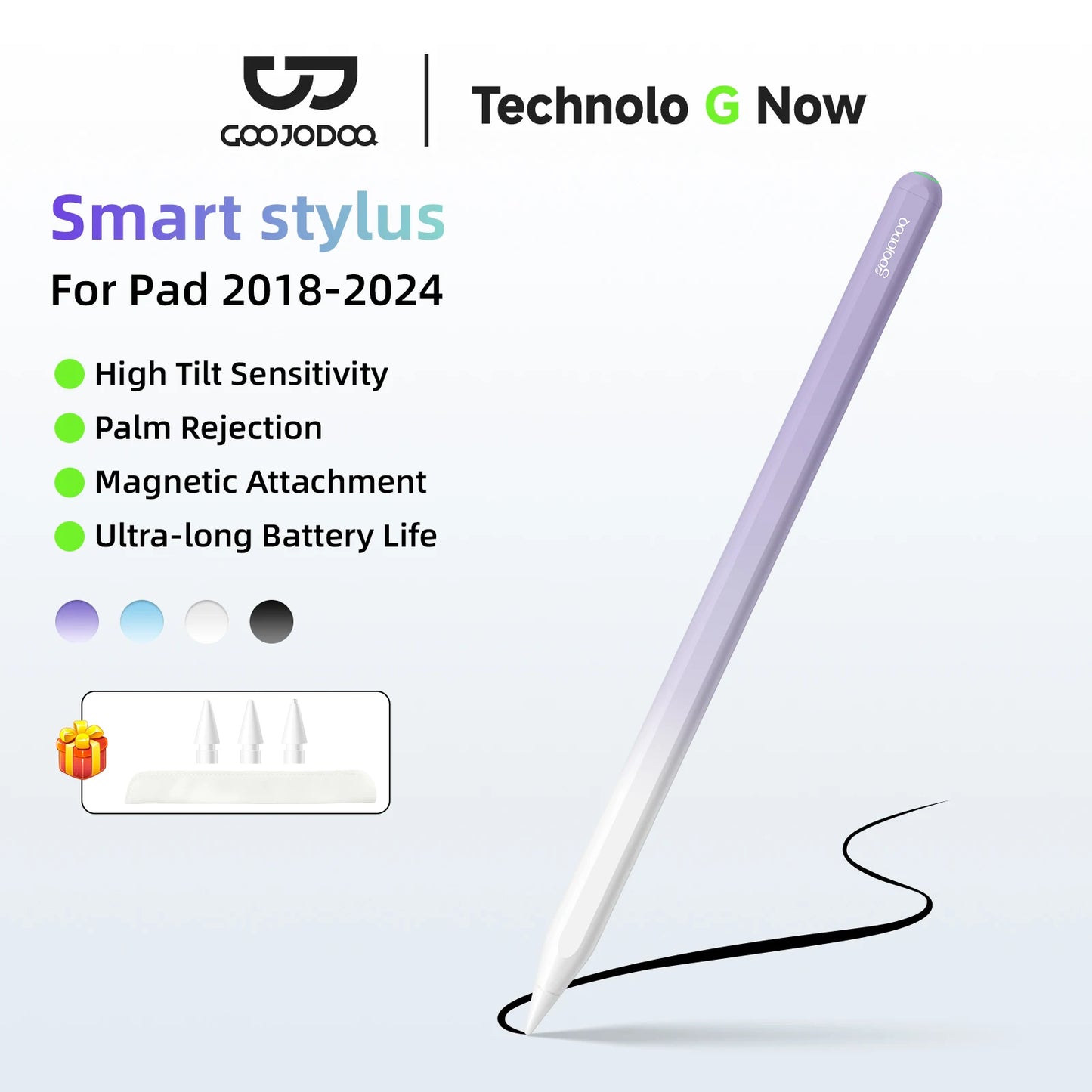GOOJODOQ GD13 Stylus Pen for iPad – Wireless Charging, Air 4/5, Pro 11/12.9, Mini 6