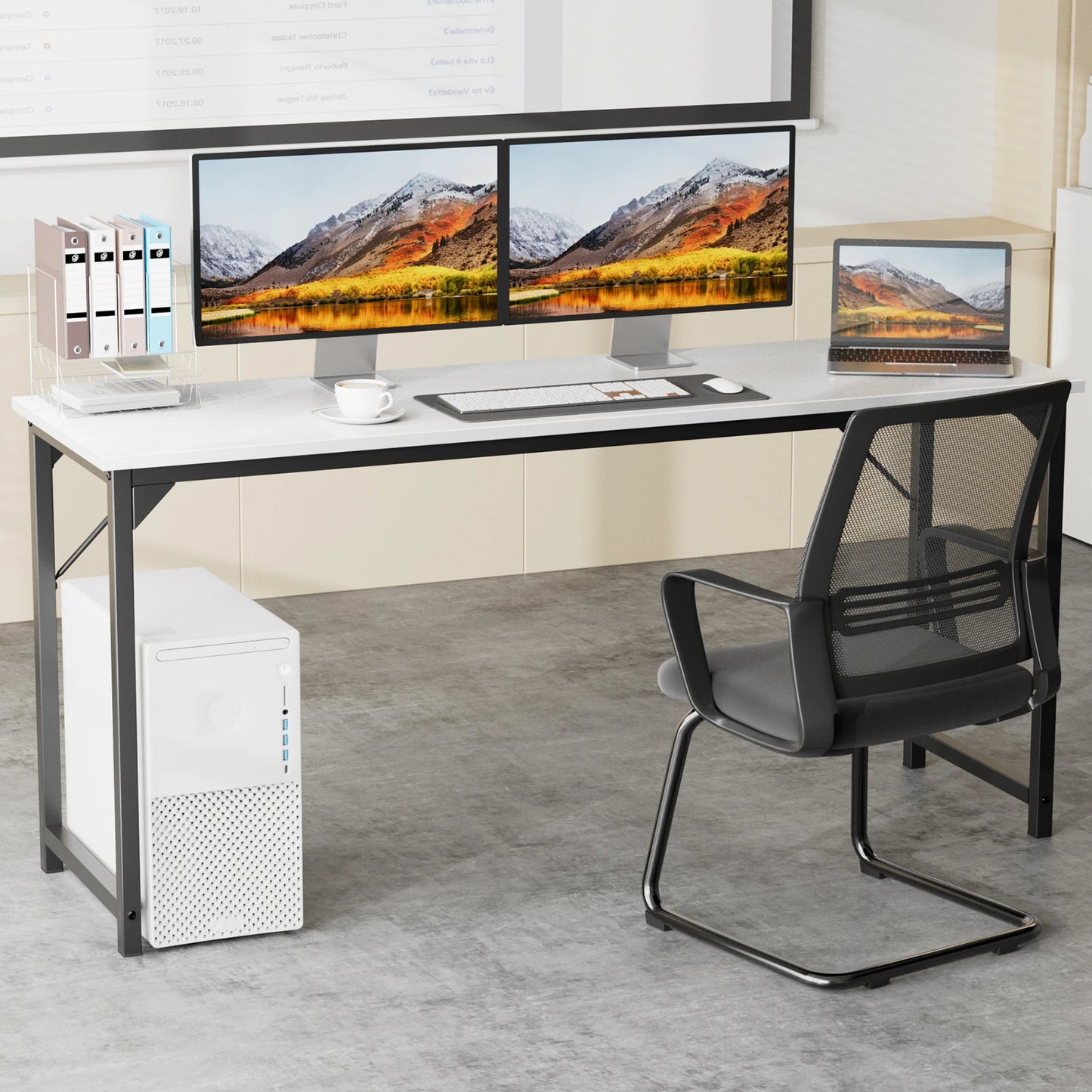JHK Computer Desk | 5 Sizes, Modern Metal Frame & Wood Top