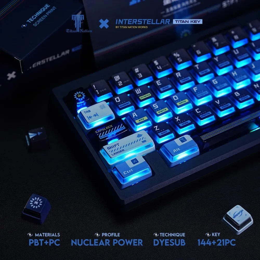 Titan Nation Interstellar Crossing Keycaps Original Height PBT Material PC Transparent Thermally Sublimated HighQuality 144 Keys