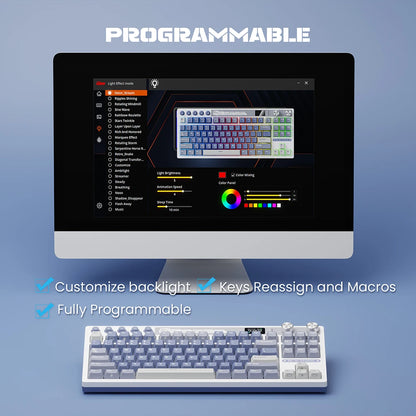 RK Royal Kludge M87 Wireless Mechanical Keyboard – 87 Key, Hot-Swap, BT/2.4G/USB-C, TFT Screen