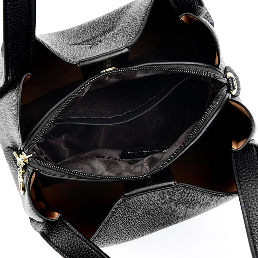 Soft PU Leather Tote Bag - Large Capacity Women's Shoulder Handbag
