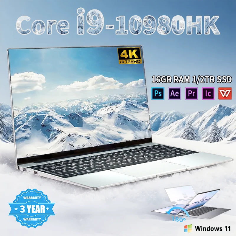 14.1" Portable Laptop – Intel Core i9-10980HK, 16GB RAM, up to 2TB SSD, Windows 11 Pro | Office & Gaming Notebook